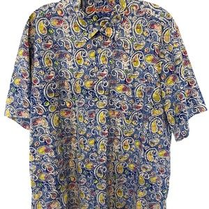 Alan Flusser XL , short sleeve multicolored  paisley shirt